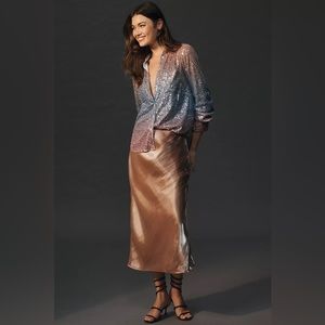 By Anthropologie Ombre Sequin Buttondown Shirt